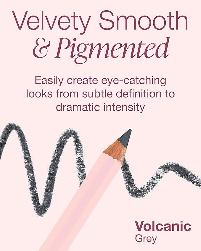 Mineral Fusion Eye Pencil (Grey - Volcanic) - Eyeliner with Soothing Chamomile, Meadowfoam & Vitamin E - Smooth & Long Lasting, Hypoallergenic, Non-Irritating Eye Makeup