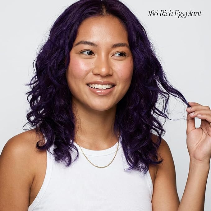 Adore Semi Permanent Hair Color (186 Rich Eggplant) (2 Pack) | Vegan & Cruelty-Free Purple Hair Dye | No Ammonia, No Peroxide, No Alcohol | 4 Fl Oz