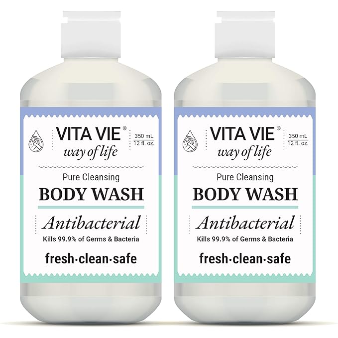 Body Wash, Lemon Scent, Antibacterial Soap for Hands and Forearms With Hazel, Willow Bark Extract, and Tea Tree Oil, Clean Nourishing Formula, Vegan, Paraben Free, Non GMO, 12 FL Oz, 2 Pack