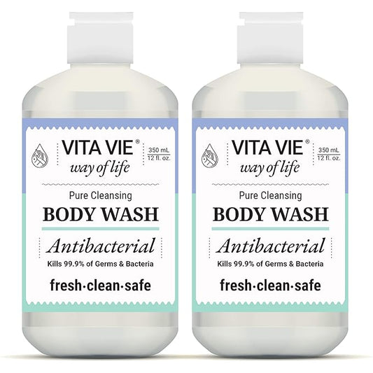 Body Wash, Lemon Scent, Antibacterial Soap for Hands and Forearms With Hazel, Willow Bark Extract, and Tea Tree Oil, Clean Nourishing Formula, Vegan, Paraben Free, Non GMO, 12 FL Oz, 2 Pack