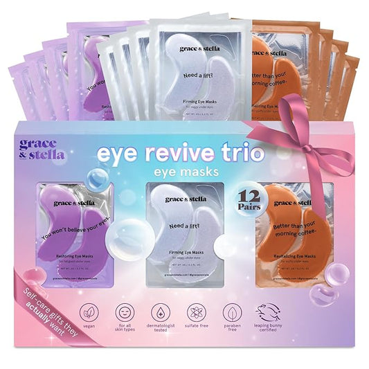 grace & stella Under Eye Patches (12 pairs) Eye Masks for Dark Circles and Puffiness - Gifts for Her, Travel & Self Care Gifts, Bachelorette Party Favors - Vegan Cruelty-Free Skin Care