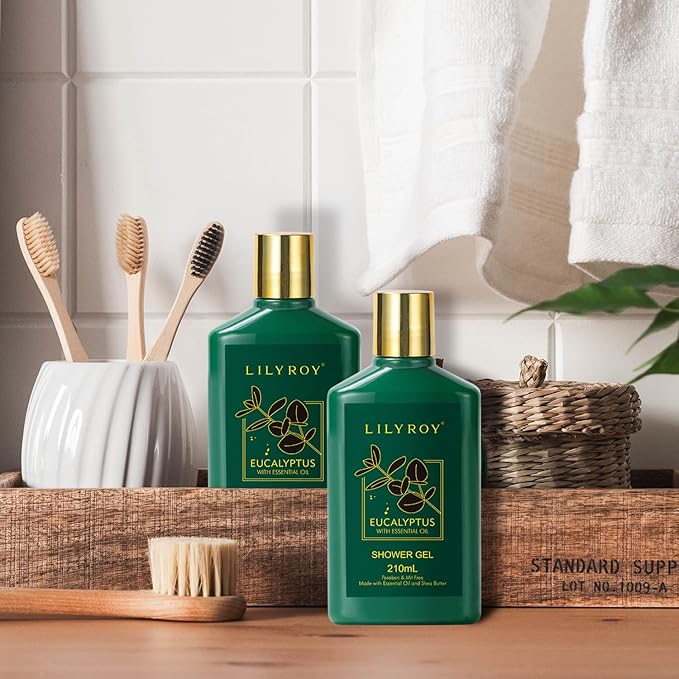 Spa Gift Basket for Mothers Day Gifts - 9 Pieces Premium Eucalyptus Bath & Body Care Kit for Women & Men, Holiday Gift for Valentines Day, Christmas, Fathers Day, Birthday with Shower Gel