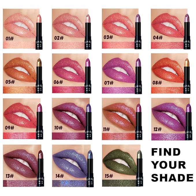 Kaely Glitter Metallic Lipstick Makeup, Shimmer Metallic Lipsticks for Women, High Pigmented Lip Gloss Long Lasting Waterproof Smudge Proof, Vegan & Cruelty-Free, 04