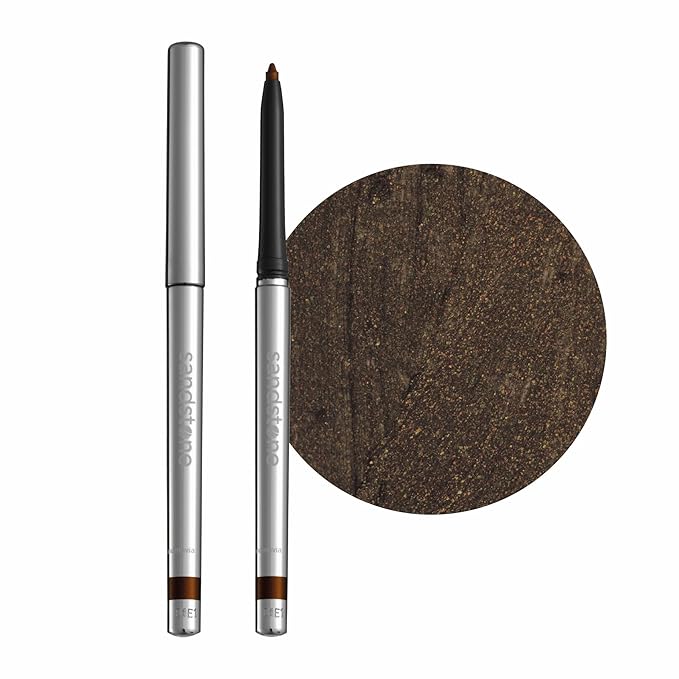 Sandstone Scandinavia Hypoallergenic Waterproof Metallic Eyeliner Pencil – Brown – Fragrance-Free, Vegan – Smudge-Proof Eye Liner for Sensitive Eyes