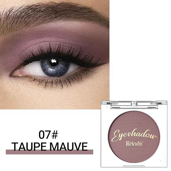 Erinde Mauve Taupe Plum Matte Eyeshadow Palette Makeup for Older Women, Plum Purple Neutral Single Eye Shadow Powder for Green Eyes, High Pigment Waterproof Eyeshadow Palette Sombra Para Ojos, 07