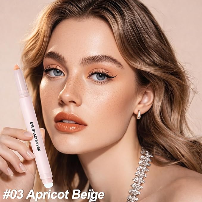Erinde Apricot Beige Eyeshadow Stick, Waterproof Nude Matte Eye Shadow Sticks, Cream Eye Shadow Pencil Crayon, Buildable & Blendable Long-Lasting Eyeshadow for Older Women, Vegan & Cruelty-Free, B03