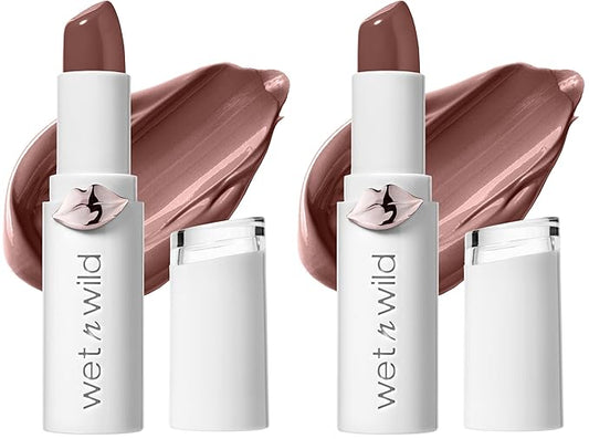 wet n wild Mega Last High-Shine Lipstick | Pink Mad for Mauve | Pack of 2