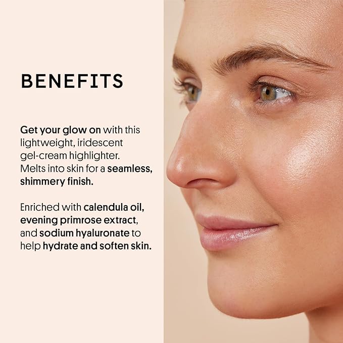 Winky Lux Cheeky Rose Liquid Highlighter - Gel Cream, Blendable & Buildable Pigment, Long Lasting Weightless Dewy Finish, Champagne, Moonlight