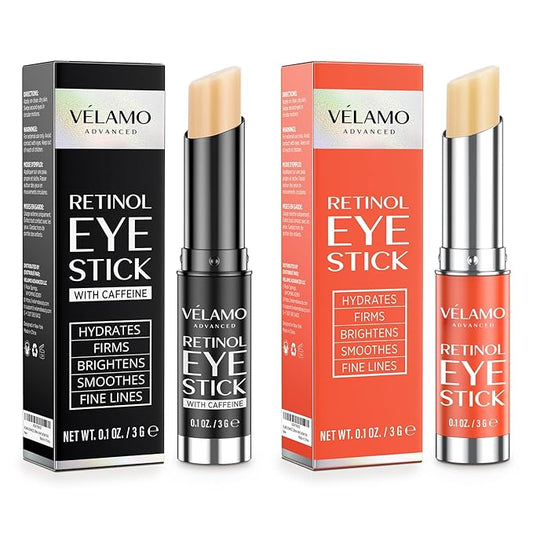 VELAMO ADVANCED Retinol Eye Stick Duo: Energizing & Renewing Under Eye Balms for Dark Circles, Puffiness, Fine Lines & Wrinkles - Travel Essentials, Portable & Perfect for On-the-go Use