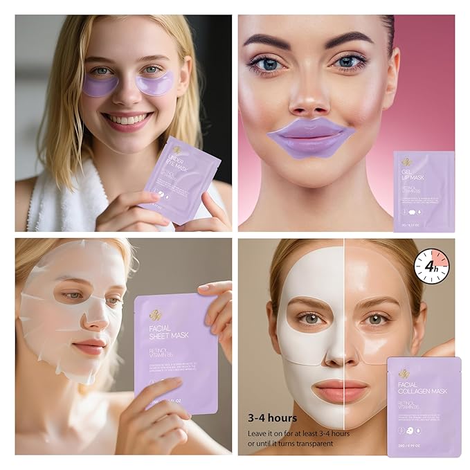 55 Pcs Valentines Day Gifts for Women, Face Sheet Masks Pack, Hydrating Skin Care Kit, Spa Kit Gift, Real Deep Hydrogel Mask, Face Serum, Gel Eye Mask, Christmas, Birthday, Anniversary