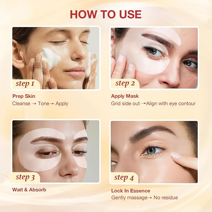 GONIM Under Eye Patches 360° Fit, Eye Mask with Collagen Peptide, Salmon DNA PDRN, Retinol, Caffeine & Niacinamide, Eye Patches for Puffy Eyes and Dark Circles, Travel Essentials 4 pairs x 2