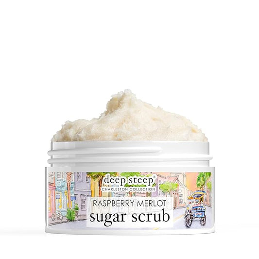 Deep Steep Sugar Scrub, Raspberry Merlot (Meet me at Broad), 8 oz – Exfoliating Body Scrub with Organic Coconut Oil, Shea Butter & Argan Oil – Vegan, Clean Beauty, Smooth, Soft & Nourished Skin