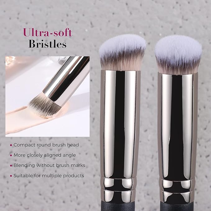 ENERGY Concealer Brush Under Eye Mini Angled Kabuki Nose Contour Brush for Concealing Blending Setting Buffing with Powder Liquid Cream Cosmetics Small Makeup Foundation brush