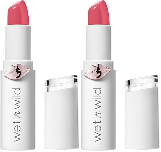 wet n wild Mega Last High-Shine Lipstick Lip Color, Infused with Seed Oils For a Nourishing High-Shine, Buildable & Blendable Creamy Color, Cruelty-Free & Vegan - Pinky Ring (Pack of 2)