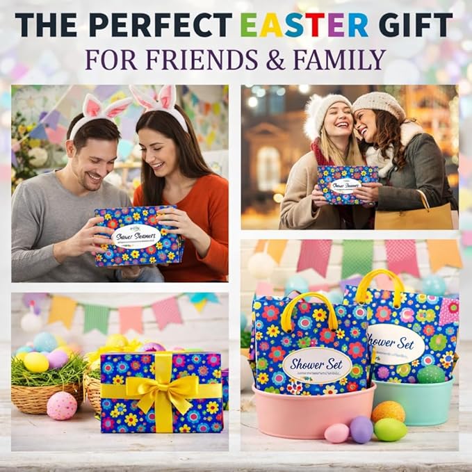 Shower Steamers for Women Gift Set, 24pc Shower Bombs Aromatherapy Gift Set w/Organic Essential Oils. Shower Melts, Bath Bombs for Shower, Easter Basket Essentials, Individually Wrapped, 4 Box, 6 Pack