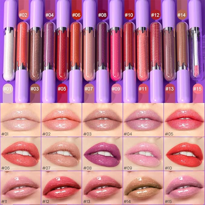 Glitter Liquid Lip Gloss,Coral Shimmer Lipstick, Waterproof Shimmer Lip Stain Lip Glaze, High Shine Long Lasting Shiny Lip Color Makeup 06#
