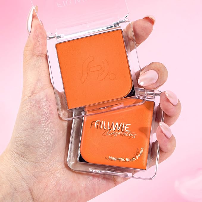 2-Pack Cream Powder Blush Duo – Orange For Fair to Medium Skin Tones, Same-Shade Sunny, Lasting, Buildable, Vibrant Natural-Looking Cheek Color Dewy Cream + Soft Matte Powder Finish (Orange)