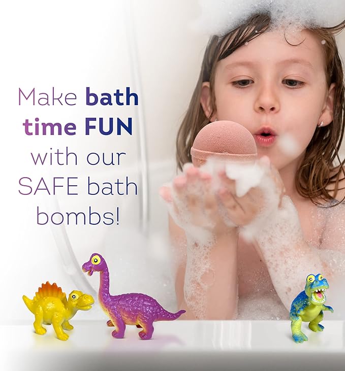 Made in USA Dino Bath Bombs for Kids with Big Funny Dinosaurs Surprise Toys Inside - Quality Funny Dinosaur Surprises Inside Bubble Bath Bombs | Gift for Boys and Girls on Birthday