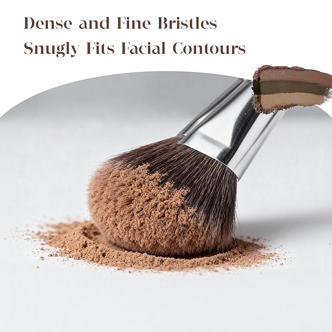 2PCS Makeup Brush Set: Angled Bronzer Brush + Blush Brush for Cheeks, Vegan Soft Bristles for All Cosmetics