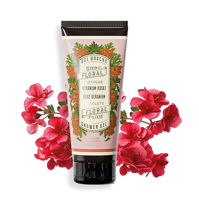 Panier des Sens - Rose Geranium Moisturizing Body Wash for Women & Men - Gentle Shower Gel with 96% Natural Ingredients for Sensitive Skin - Made in France, SLS Free, Vegan - 6.8 Fl Oz