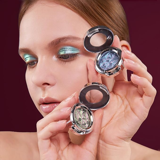 Duochrome Glitter Eyeshadow Shimmer Metallic,High-Pigment, Crème-Powder Eyeshadow Makeup for Holiday & Festive Looks, Vegan & Cruelty-Free#02