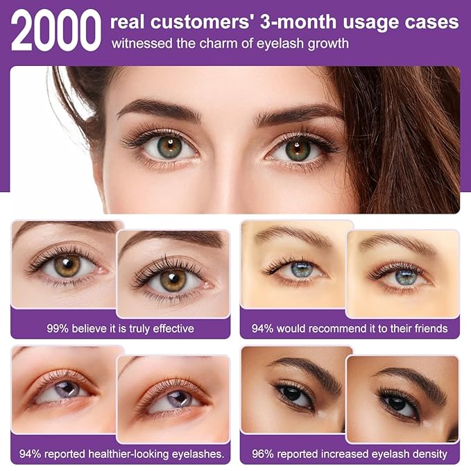 Lash Serum for Eyelash Growth - 6ml for Natural Lashes, Extensions & Eyebrows, Thicker, Fuller & Longer Looking Eyelashes, Lash Enhancing, Vegan & Cruelty-Free