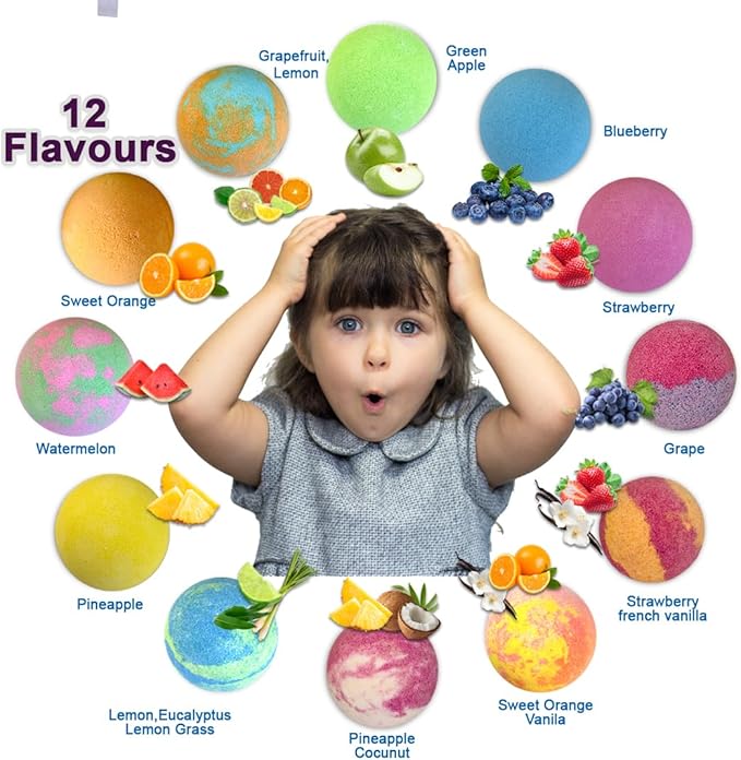 Bath Bombs for Kids with Surprise Inside, 12 Bubble Bath Fizzies with Jungle Animal Toys. Moisturizing, Gentle & Kids Safe, Rainbow Spa Bath Fizz, Birthday Gift Easter Basket Essentials for Boy Girls