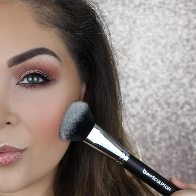 Contour Highlighter Makeup Brush Set – Beauty Junkees 5pc Brushes Kit with Blender Sponge for Full Face Contouring Sculpting Highlighting with Powder Cream Cosmetics, Soft Synthetic Vegan