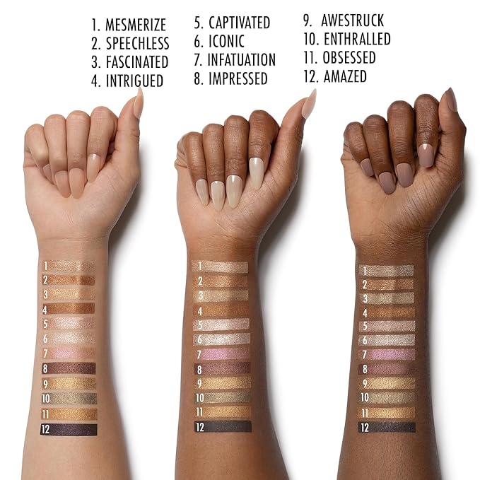 Black Radiance Brilliant Effects Eye Shadow Palette, 12 Intense Ultra Pigmented Powder, Buildable & Blendable Versatile Satin to Shimmer Finishes, Cruelty-Free & Vegan - Starstruck