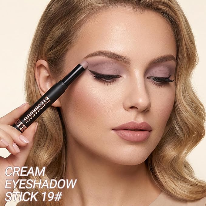 Erinde Cream Matte Eyeshadow Stick, Light Taupe Eye Shadow Sticks, Cream to Powder Eyeshadow Crayon, Buildable & Blendable Long-Lasting Waterproof Eye Shadow Stick, Vegan & Cruelty-Free, 19