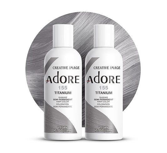 Adore Semi Permanent Hair Color (155 Titanium) (2 Pack) | Vegan & Cruelty-Free Grey Hair Dye | No Ammonia, No Peroxide, No Alcohol | 4 Fl Oz