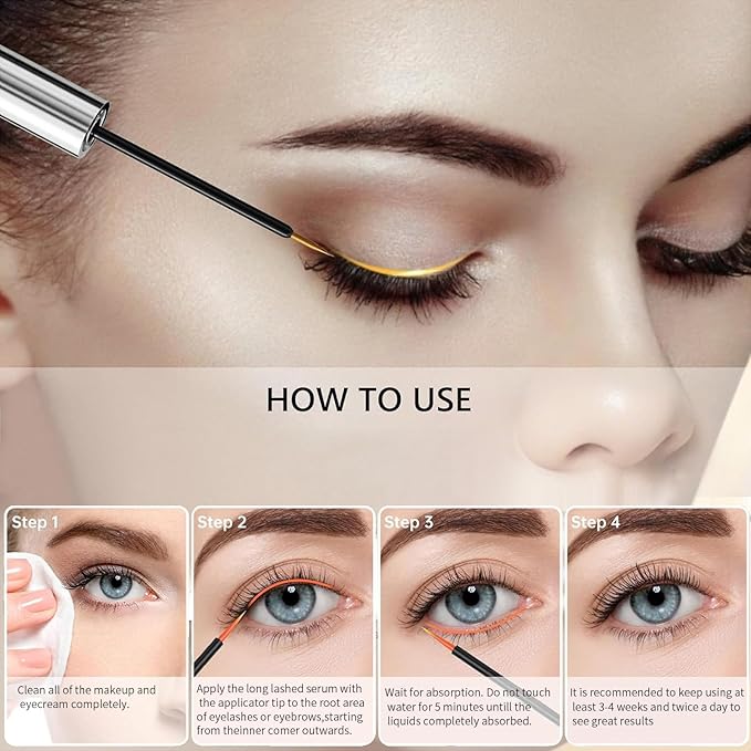 Lash Serum for Eyelash Growth: Premium Eyelash Growth Serum with Advanced Formula to Boost Longer Fuller and Thicker Lashes and Eyebrows - Gentle & Vegan for Sensitive Eyes(8ML)