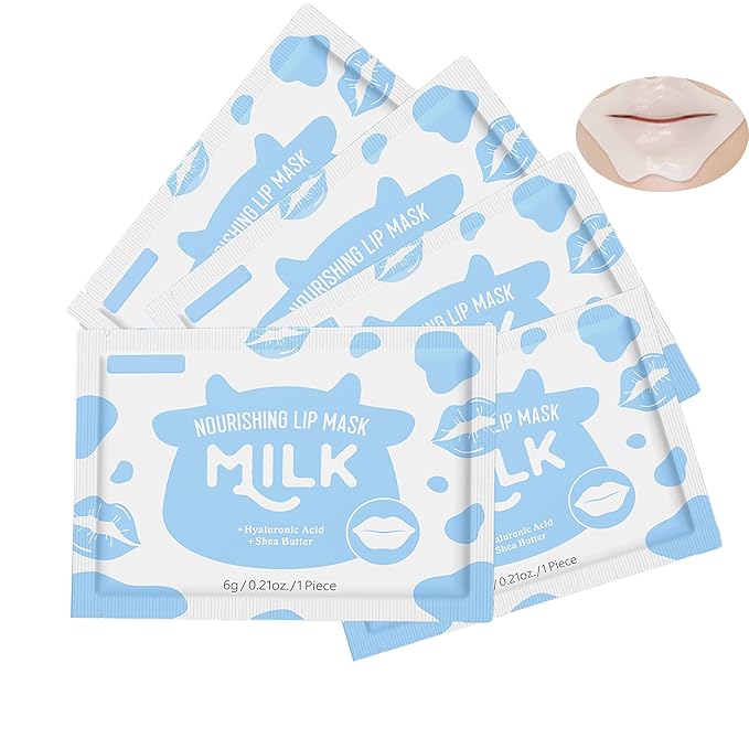 AKARY 10Pcs Milk Hydrating Lip Mask, Sleep Crystal Jelly Gel Care Pads, Moisturizing Wrinkle Firm Hydrate Lips, Soften Cutin, Nourish, Keep Plump, Remove Dead Skin, Fine Lines, Make Your Dry Lip (10)