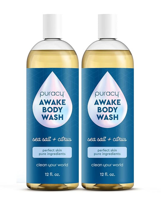 Puracy Body Wash - Natural Body Wash for Women, Men, Kids - Pure Plant Ingredients, Moisturizing Shower Gel, Body Soap for Dry Sensitive Skin, Gently Scented (Citrus Sea Salt, 12 oz/355 ml, 2 pack