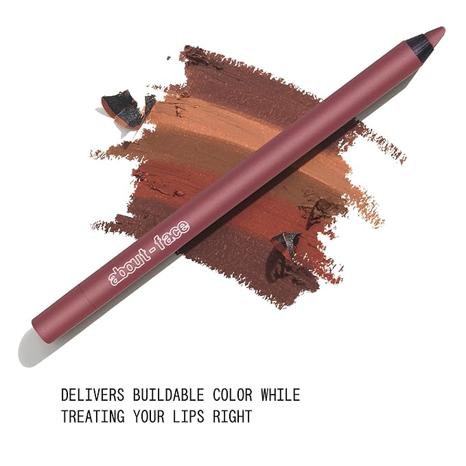 about-face Matte Fix Lip Pencil False Alarm – Long-Wear, Creamy Matte Lip Liner with Hyaluronic Acid & Vitamins C & E – Vegan, Cruelty-Free, Clean Beauty – 0.042 oz (Terracotta Rose)