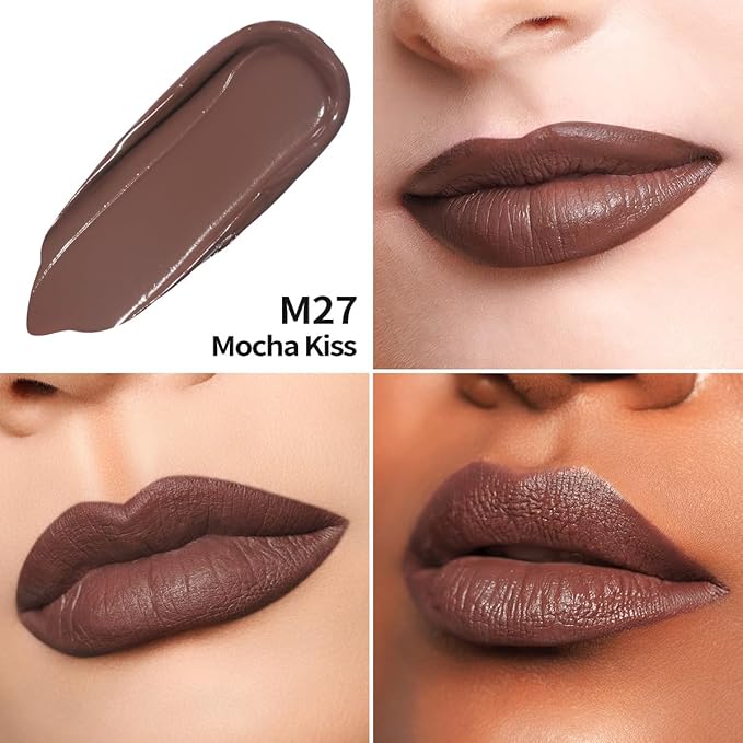 Oulac Brown Lipstick Matte for Women Long Lasting Lip Stain, Smudgeproof Liquid Lipsticks Waterproof, Transferproof, Vegan & Cruelty-Free Lip Color M27 Chocolate Brown