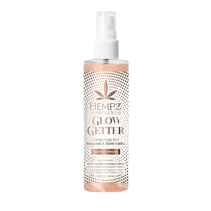 Hempz NEW Glow Getter Hydrating Body Mist, Perfume Shimmer Spray with sparkle 4.22 oz.