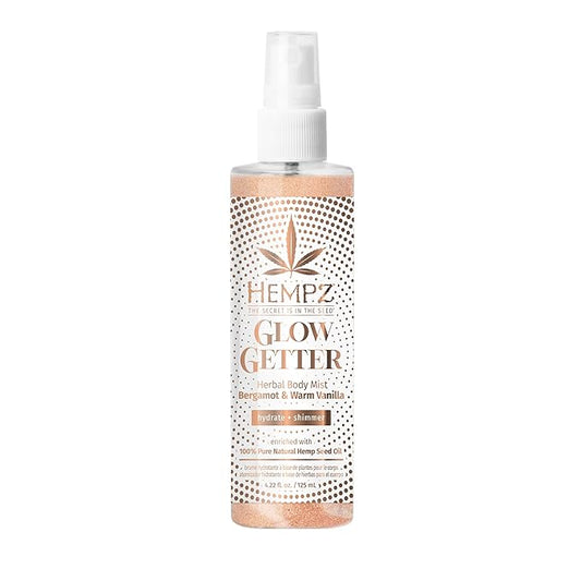 Hempz NEW Glow Getter Hydrating Body Mist, Perfume Shimmer Spray with sparkle 4.22 oz.