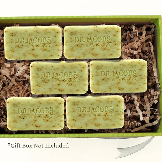 Dr Jacobs Naturals, Triple Milled Loofah Exfoliating Castile Bar Soap (Pack of 6) - Free of Parabens, Sulfates, Synthetics, Gltuen and GMO (Minty Cucumber Mojito)