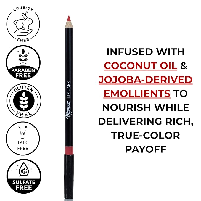 Mynena Warm Orange Red Creamy Matte Waterproof Lip Liner | Long Lasting Transfer-Proof | Sharpenable | Blendable Pencil for Defined Lips