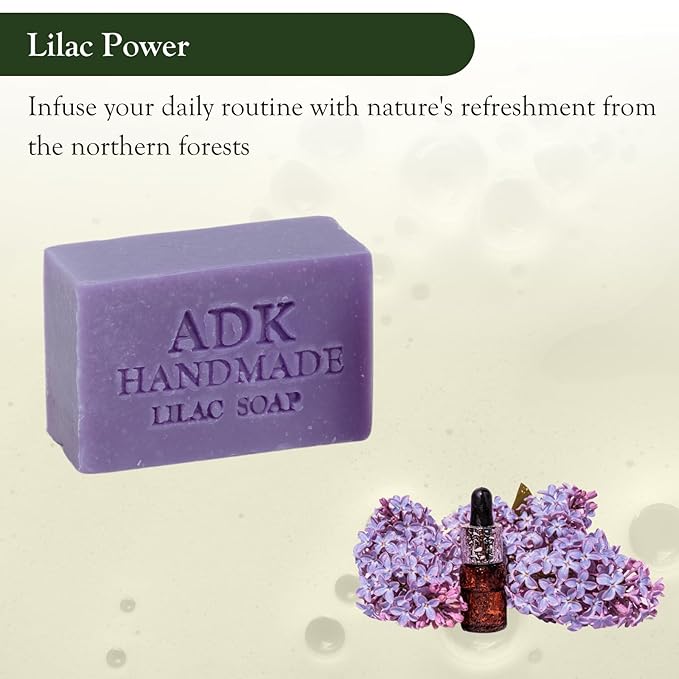 Adirondack Fragrance & Flavor Farm ADK Natural Lilac Soap Bar 16 oz., Handmade Vegan Olive Oil Body Soap for Dry and Sensitive Skin, Moisturising for Men, Women & Babies, Produced in the USA