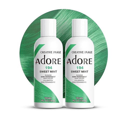 Adore Semi Permanent Hair Color (194 Sweet Mint) (2 Pack) | Vegan & Cruelty-Free Green Hair Dye | No Ammonia, No Peroxide, No Alcohol | 4 Fl Oz