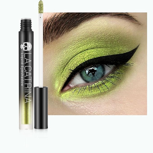 Bright Green Metallic Liquid Eyeshadow, High Impact Sparkle Green Eyeshadow for Blue Eyes, Long Lasting Quick-Drying Shimmer Eye Shadow Eyeliner Makeup for Daily, Party, Holiday, No Fading, Vegan #09