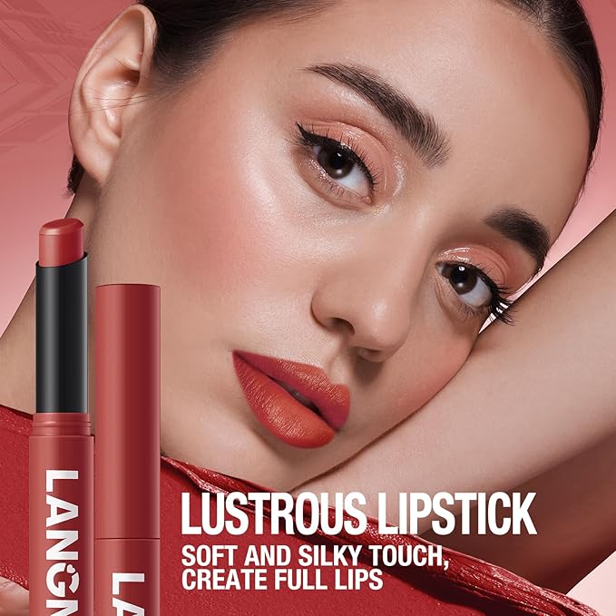 Jolilab 2Pcs Velvet Matte Lipstick Nude Matte Soft Dark Color Stick High Pigmented Long-Lasting Waterproof Lip Stick Lip Balm Beauty Cosmetics Gift for Women（03#+04#