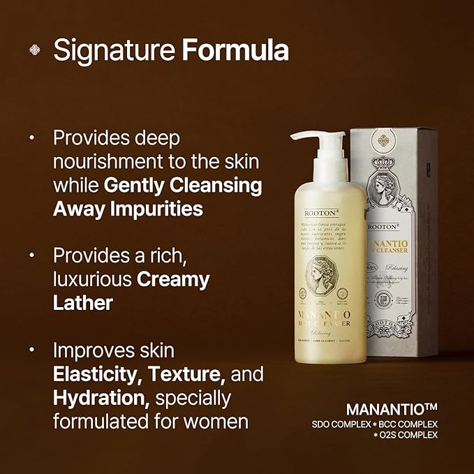 Manantio Women’s Vegan Body Cleanser, Premium Body Wash for Smooth Texture, Firmness & Hydration, Improves Skin Elasticity and Moisture Balance, 300ml / 10.14 fl oz