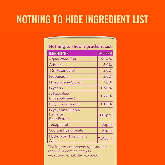 Good Molecules Daily Brightening Serum with Beta Arbutin 3% & Hyaluronic Acid – Brightening Serum for Dark Spots & Uneven Tone, Face Skincare, 1 fl oz (30 ml)