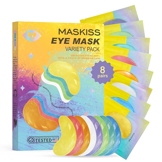 Under Eye Patches Variety Pack (8 Pairs), Easter Gifts for Her, Eye Masks for Dark Circles Puffy Eyes With 8 Colors (1 Pairs/Color), Vegan Skin Care Gifts for Women