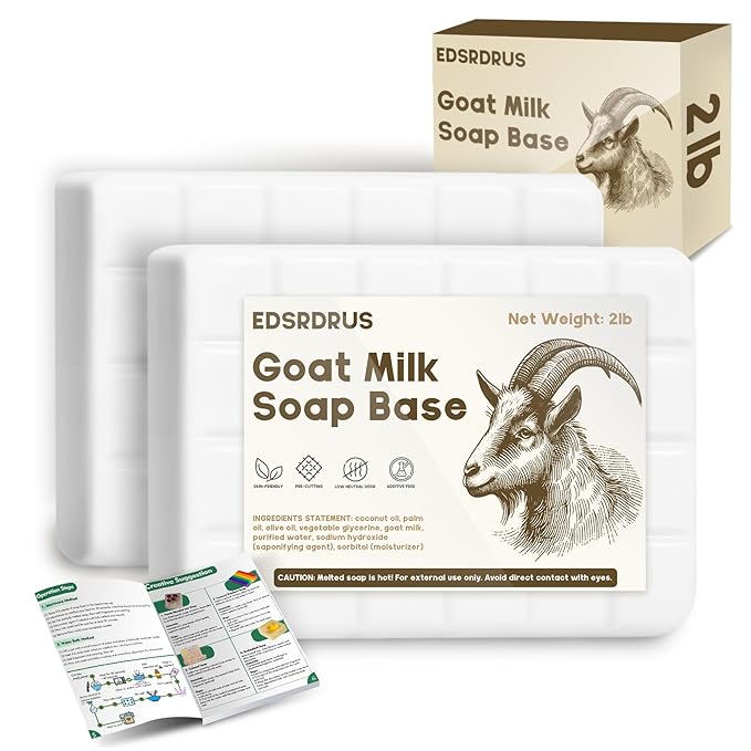 2lb Glycerin Soap Base - Scented Melt and Pour Soap Base for DIY Crafting, Easy to Cut, Vegan and Cruelty-Free, Moisturizing and Gentle on Skin, Perfect for Soap Making Supplies (Goat Milk, 2 Pound)