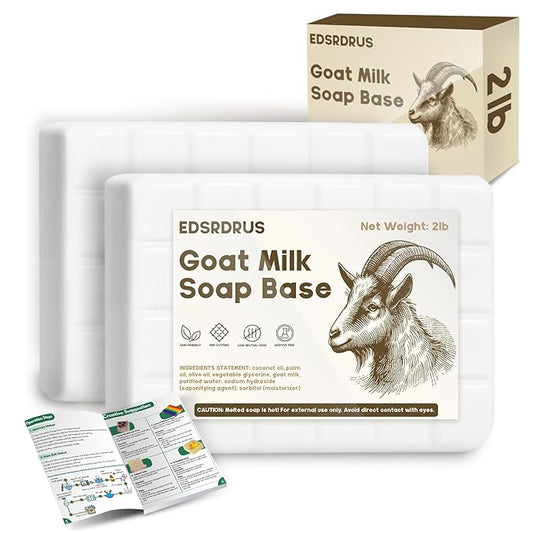 2lb Glycerin Soap Base - Scented Melt and Pour Soap Base for DIY Crafting, Easy to Cut, Vegan and Cruelty-Free, Moisturizing and Gentle on Skin, Perfect for Soap Making Supplies (Goat Milk, 2 Pound)