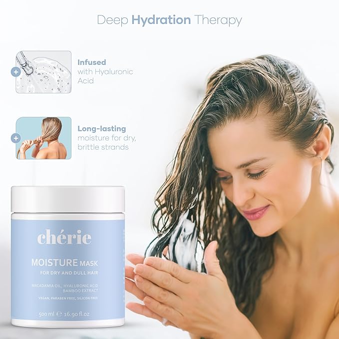 Deep Conditioning Hair Mask for Curly and Straight Hair With Macadamia Oil, Hyaluronic Acid & Bamboo Extract, Hydrating for Dry Damaged, Helps Repair, Reducing Frizz & Breakage, Vegan 16.90 oz | Hydrating, Deep Conditioning, Frizz-Free, Helps Repair